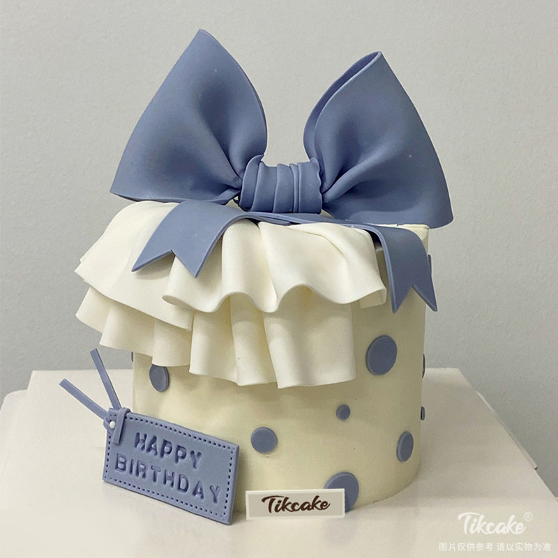 小清新翻糖蝴蝶结蛋糕