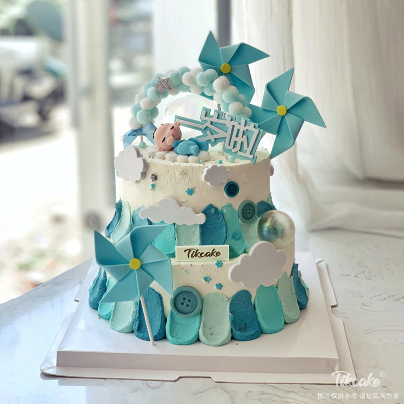 风车主题宝宝周岁蛋糕