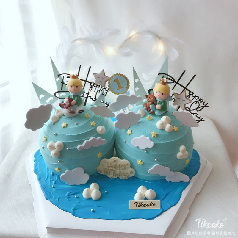 双胞胎男宝蛋糕