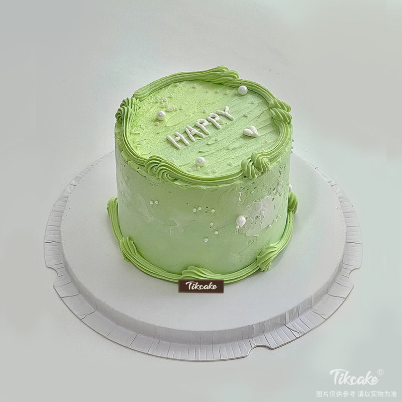 抹茶绿小清新奶油蛋糕