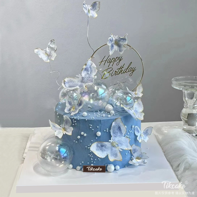 网红仙女风蝴蝶主题鲜奶蛋糕