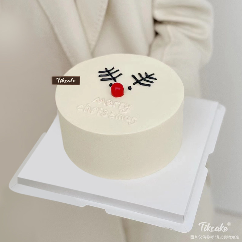 圣诞雪人主题奶油蛋糕