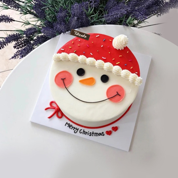圣诞雪人主题手绘奶油蛋糕（二）