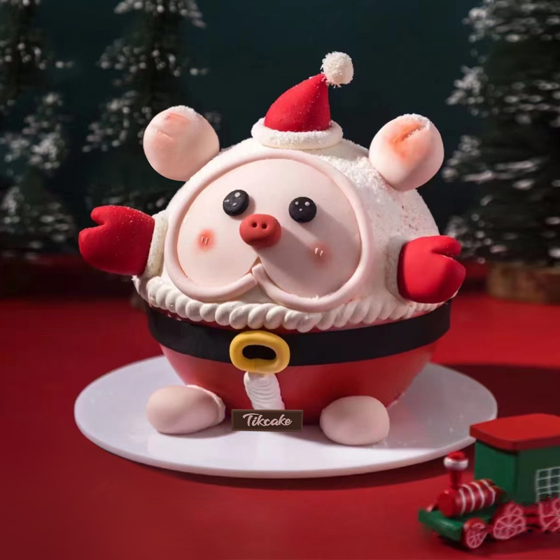 圣诞LULU猪翻糖蛋糕