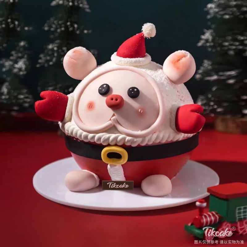 圣诞LULU猪翻糖蛋糕