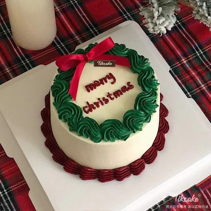 圣诞快乐手绘奶油蛋糕
