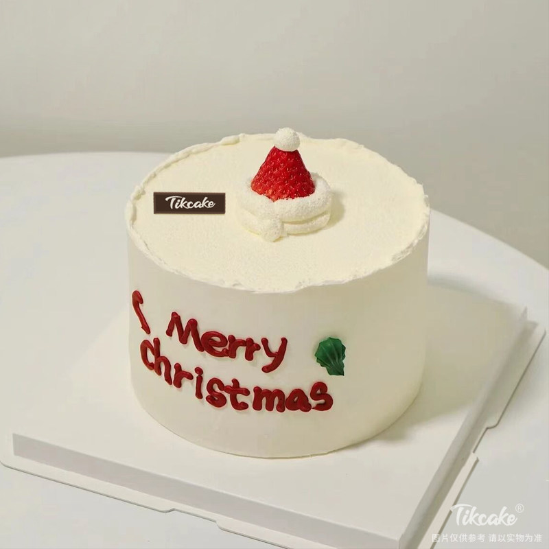 圣诞手绘奶油蛋糕