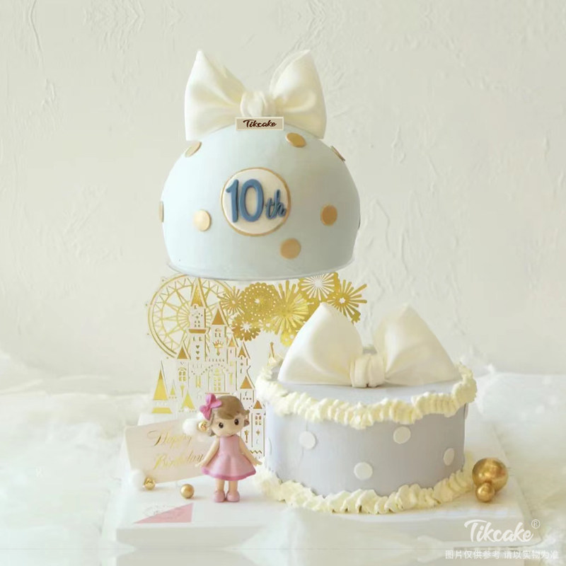小公主女孩生日双层悬浮蛋糕