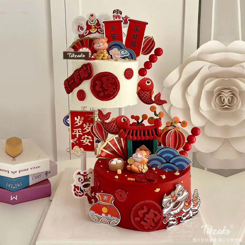 虎宝宝周岁双层悬浮蛋糕（城市款）