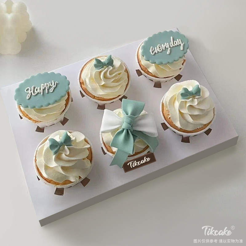 小清新蓝色系翻糖纸杯蛋糕（城市款）
