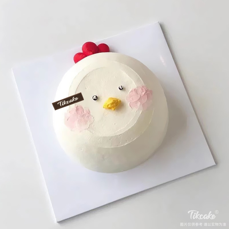 十二生肖鸡主题简约鲜奶蛋糕