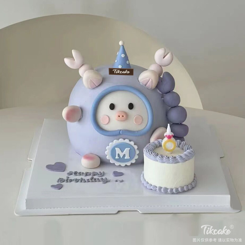 摩羯座LuLu猪翻糖鲜奶蛋糕（12.22-1.19）
