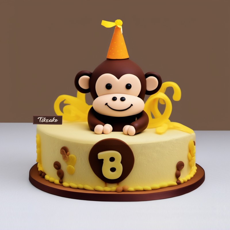 原创小猴子主题翻糖鲜奶蛋糕