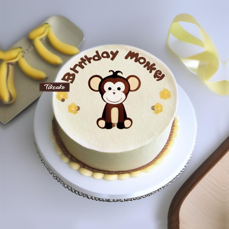原创十二生肖猴主题手绘鲜奶蛋糕