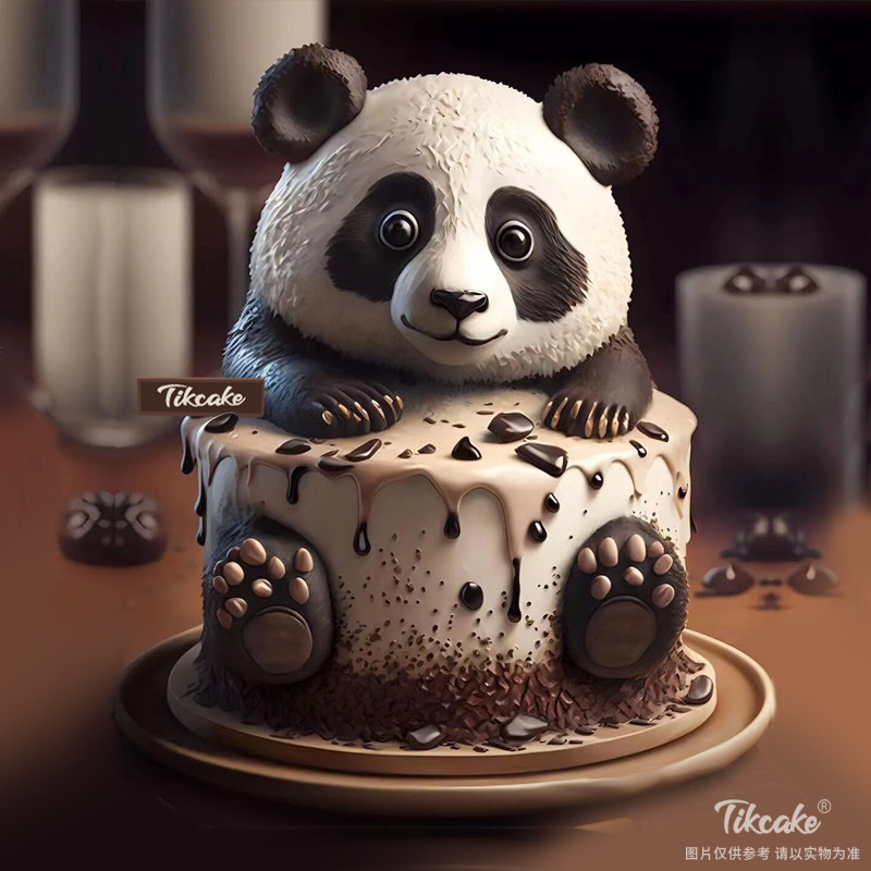 原创熊猫主题巧克力翻糖鲜奶蛋糕