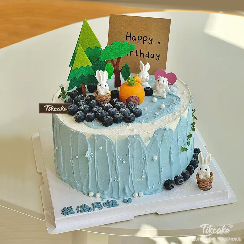 兔兔男宝宝满月水果鲜奶蛋糕