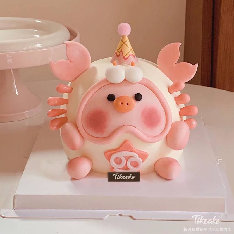 巨蟹座Lulu猪主题翻糖鲜奶蛋糕（6.22-7.22）