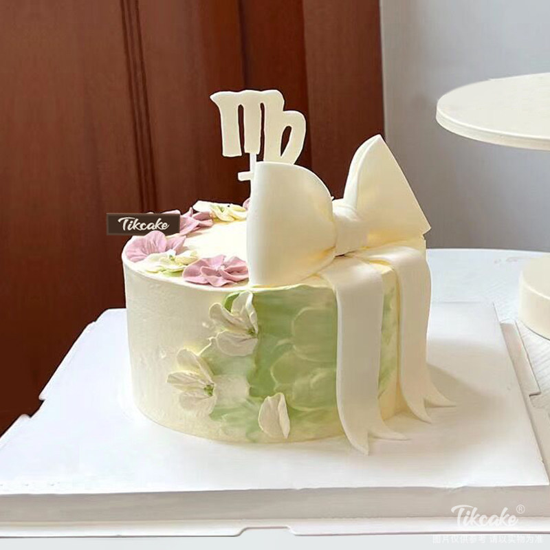 处女座小仙女翻糖蝴蝶结鲜奶蛋糕（8.23-9.22）