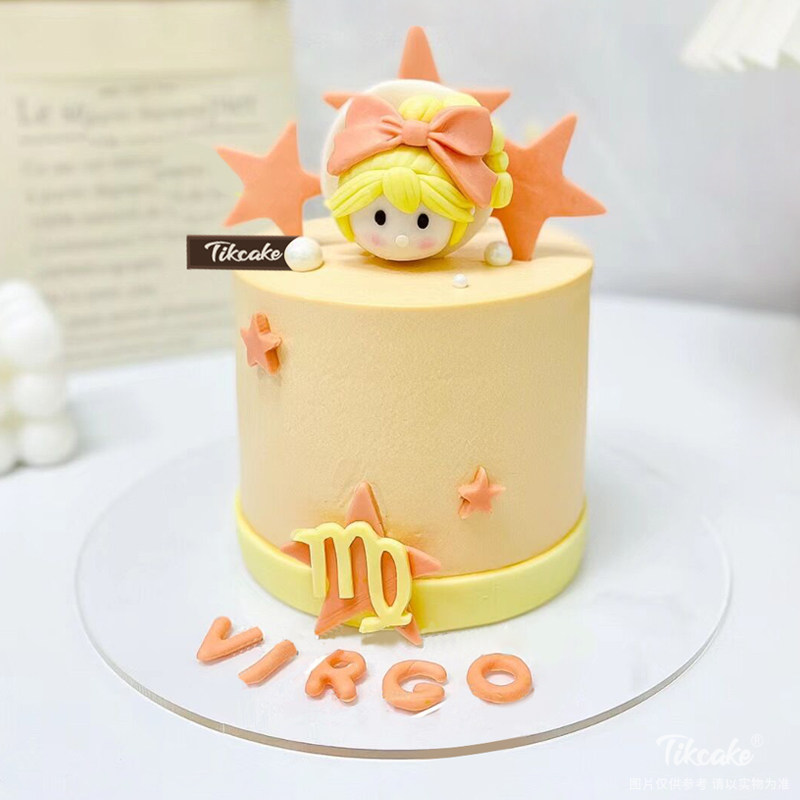 女生版处女座主题翻糖鲜奶蛋糕（8.23-9.22）