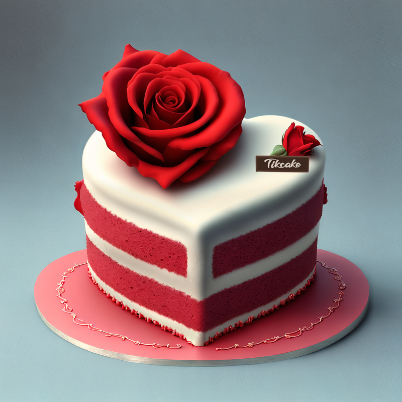原创心形红丝绒鲜花蛋糕