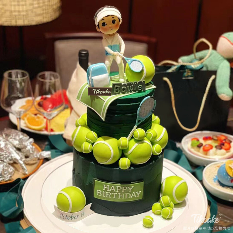 网球主题双层翻糖蛋糕（城市款）