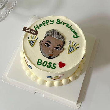“BOSS”主题手绘鲜奶蛋糕