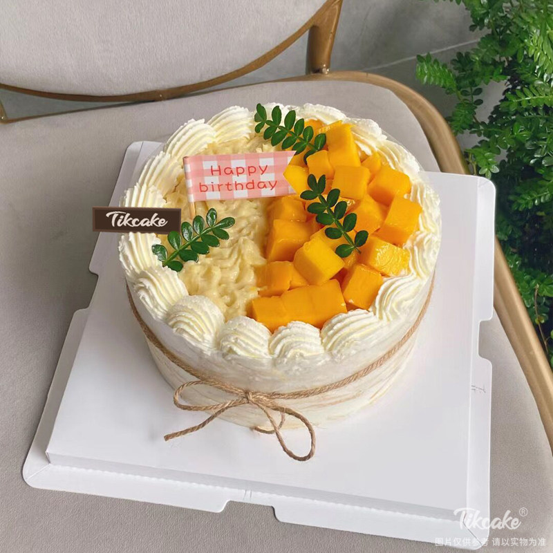 芒果榴莲双拼水果鲜奶蛋糕