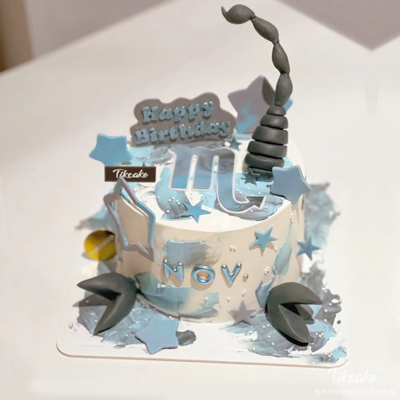 男生版天蝎座主题翻糖蛋糕（10.24-11.22）