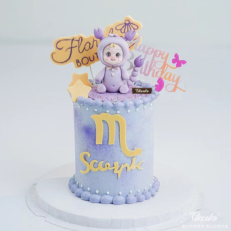 可爱天蝎座主题翻糖鲜奶蛋糕（10.24-11.22）