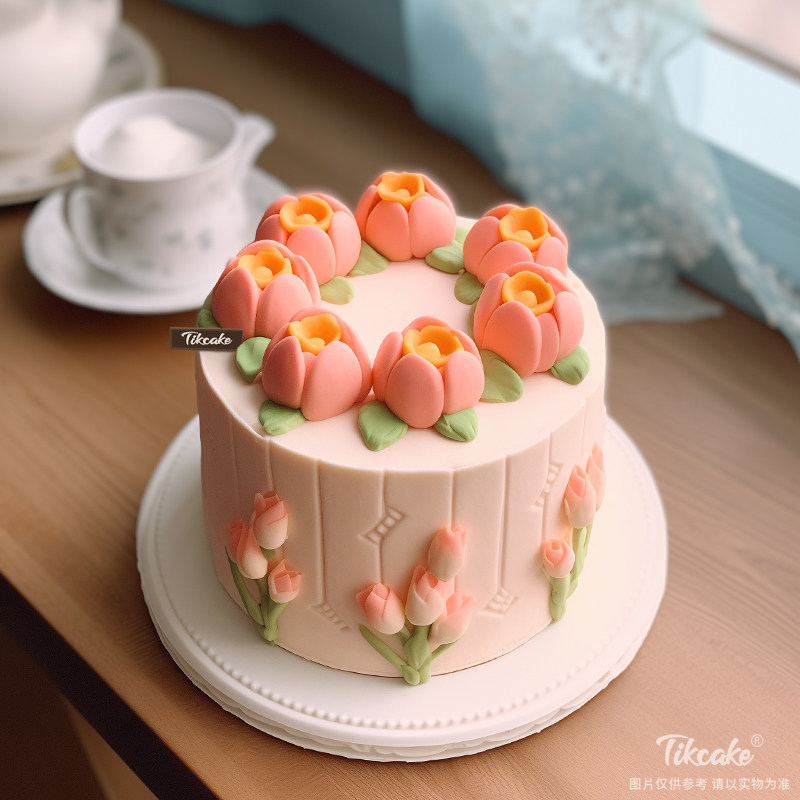 原创鲜花主题翻糖鲜奶蛋糕