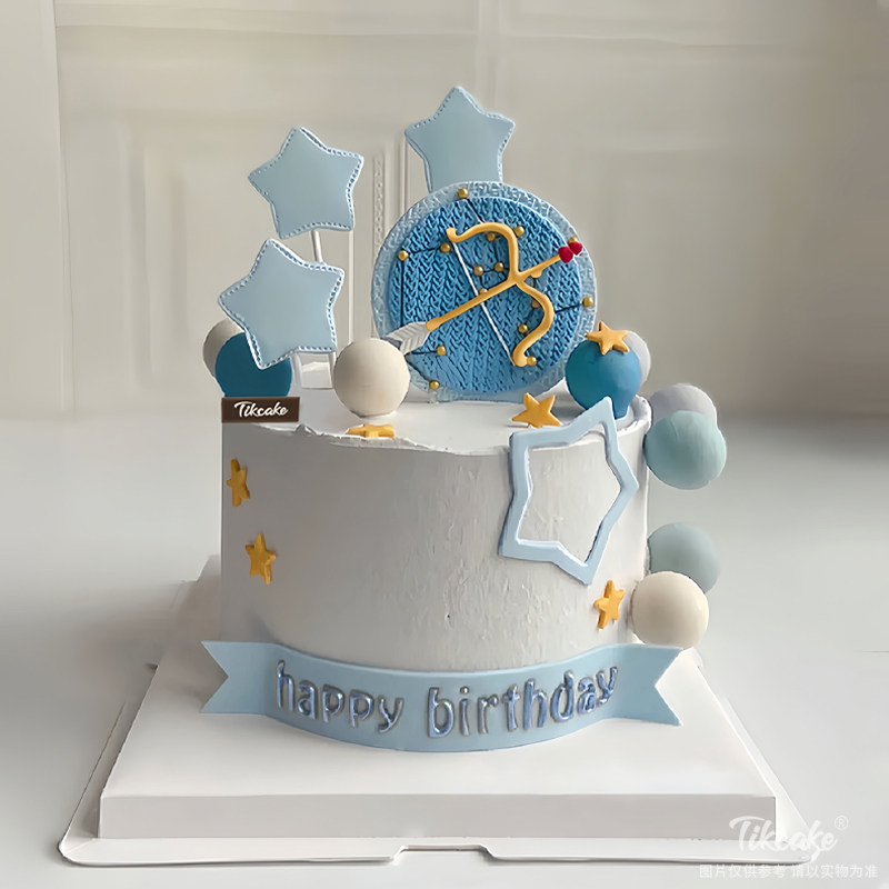男生版射手座主题翻糖鲜奶蛋糕（11.23-12.21）