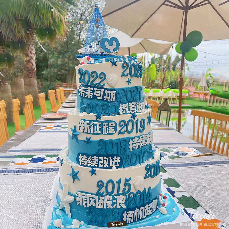 企业周年庆乘风破浪主题鲜奶蛋糕