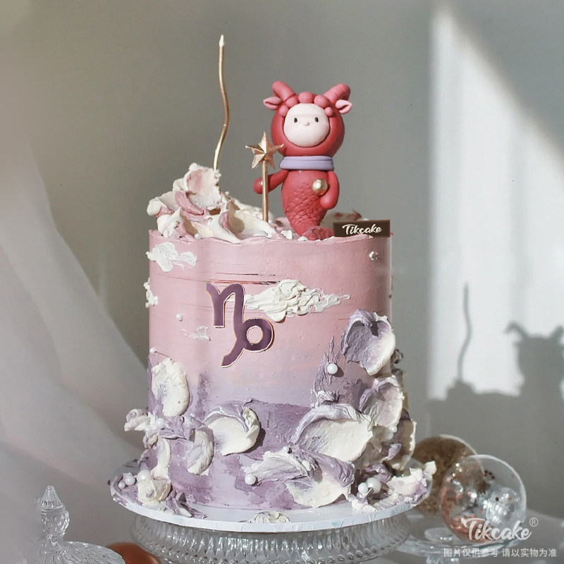 摩羯座油画风翻糖鲜奶蛋糕（12.22-1.19）