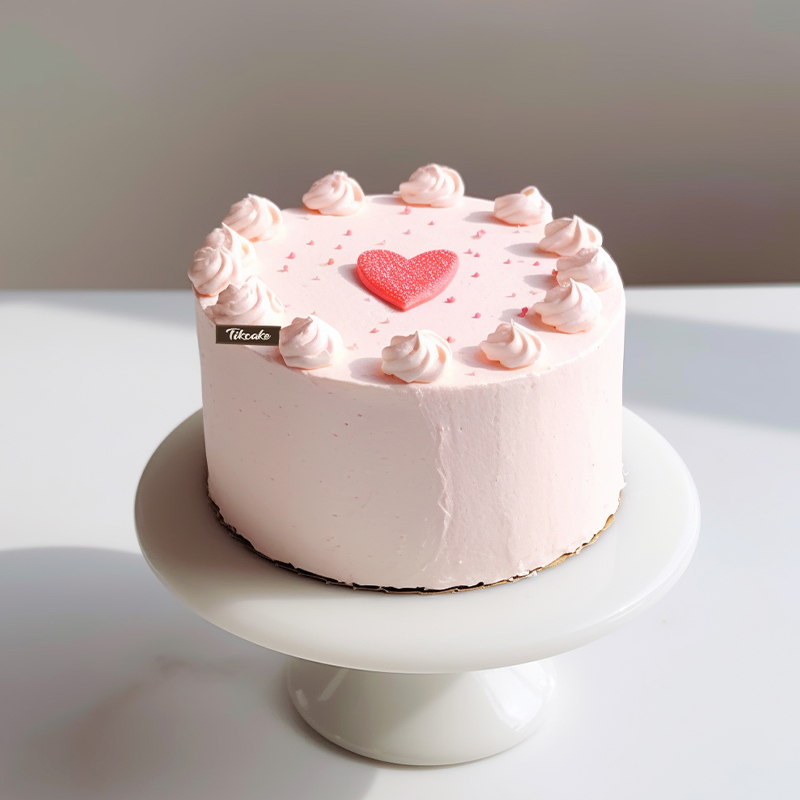 原创粉色爱心主题鲜奶蛋糕