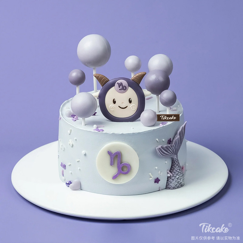 摩羯座主题翻糖鲜奶蛋糕（12.22-1.19）