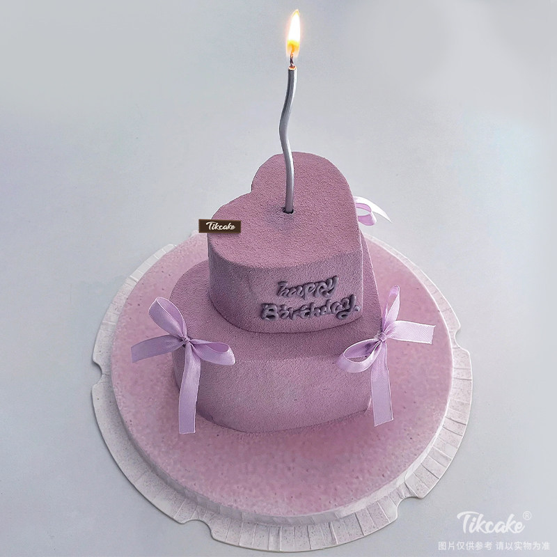 浪漫紫色系双层心形蛋糕