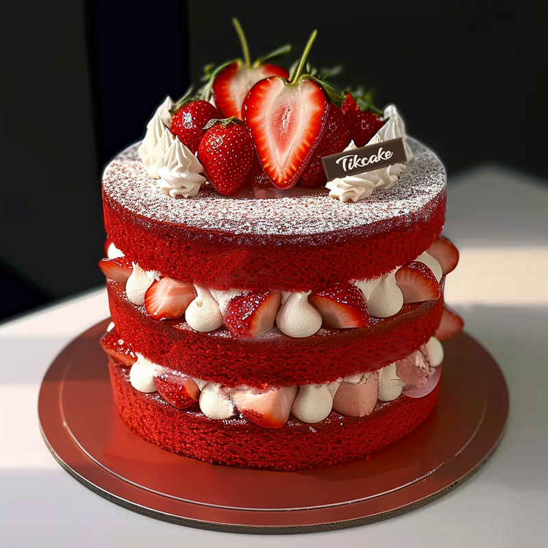 原创红丝绒草莓鲜奶蛋糕