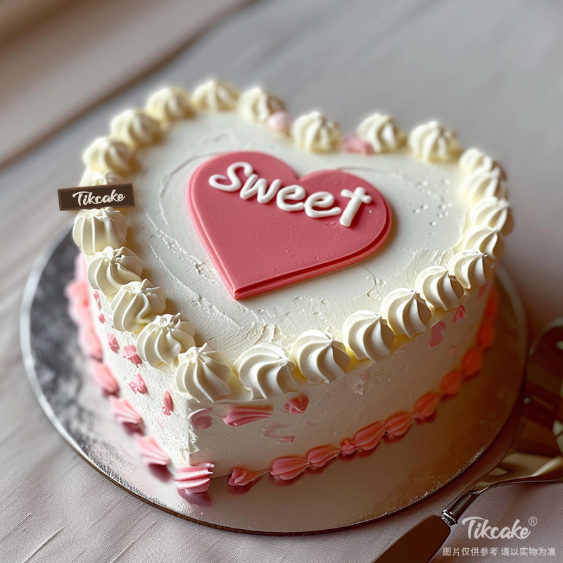 原创心形翻糖鲜奶蛋糕