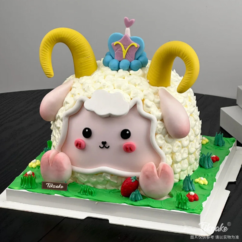 可爱白羊座主题翻糖鲜奶蛋糕（3.21-4.19）
