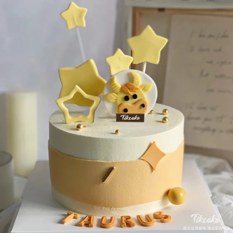 金牛座主题翻糖鲜奶蛋糕（4.20-5.20）