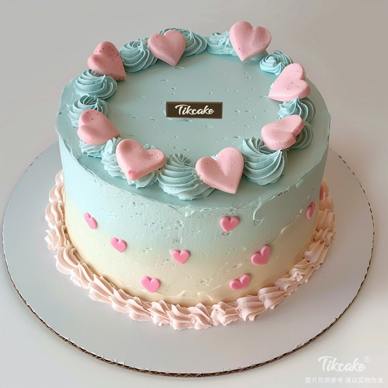 原创爱心主题翻糖鲜奶蛋糕