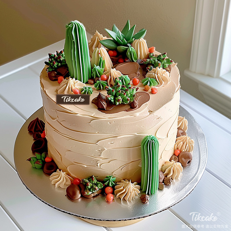原创多肉主题巧克力翻糖鲜奶蛋糕