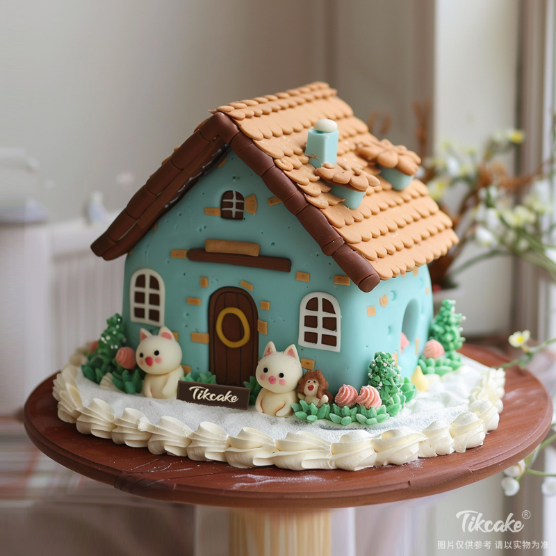 原创温馨小屋主题翻糖鲜奶蛋糕（城市款）