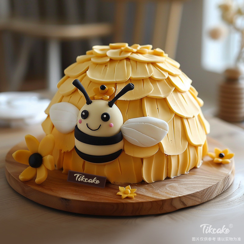 原创小蜜蜂主题翻糖鲜奶蛋糕（城市款）
