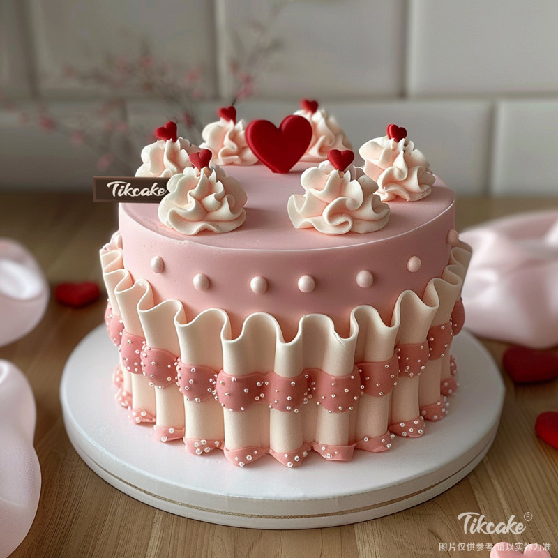 原创爱心主题翻糖鲜奶蛋糕（三）