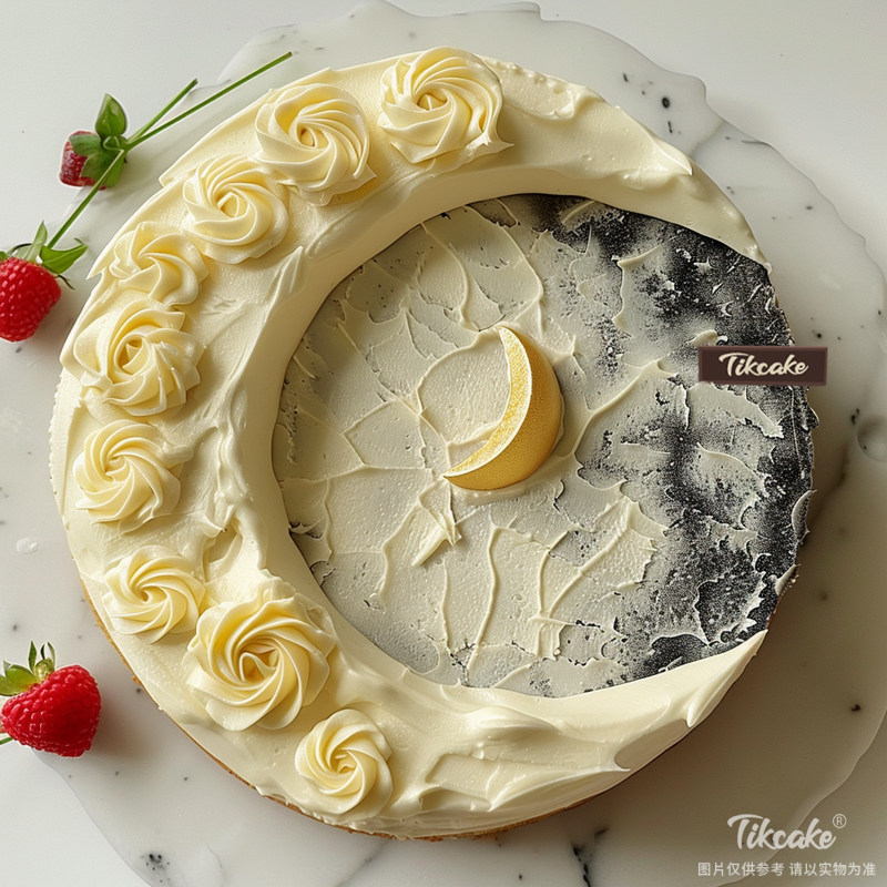 原创月亮主题创意鲜奶蛋糕