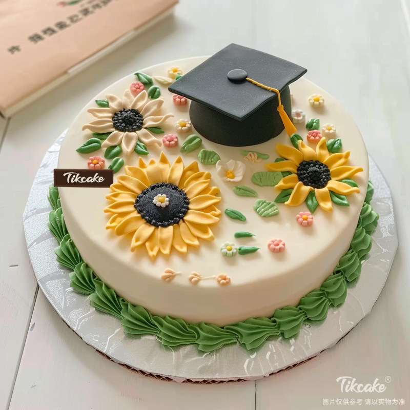 原创毕业主题翻糖鲜奶蛋糕（二）