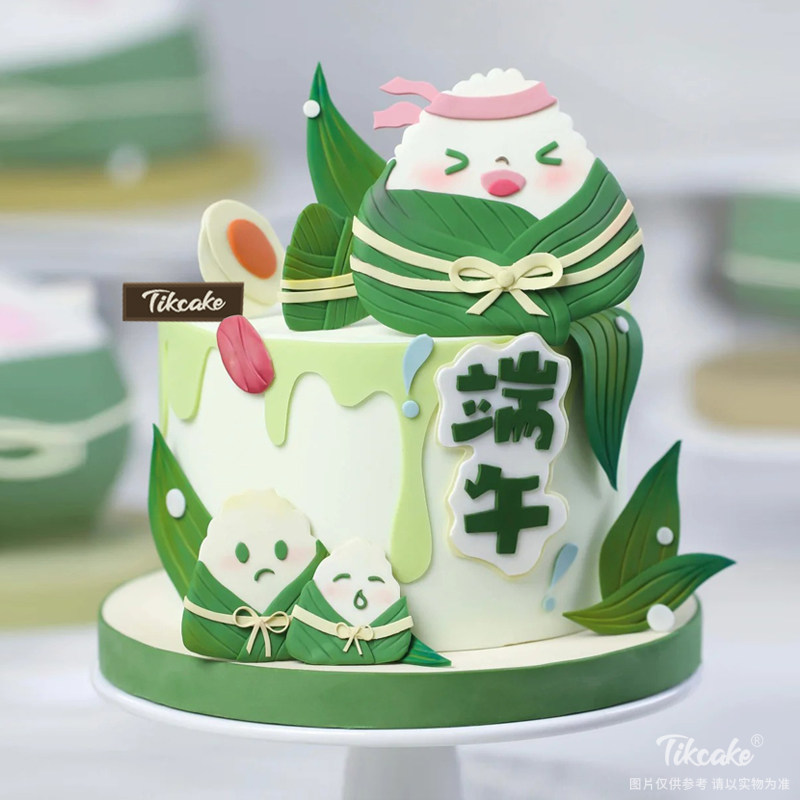 可爱端午节主题翻糖鲜奶蛋糕