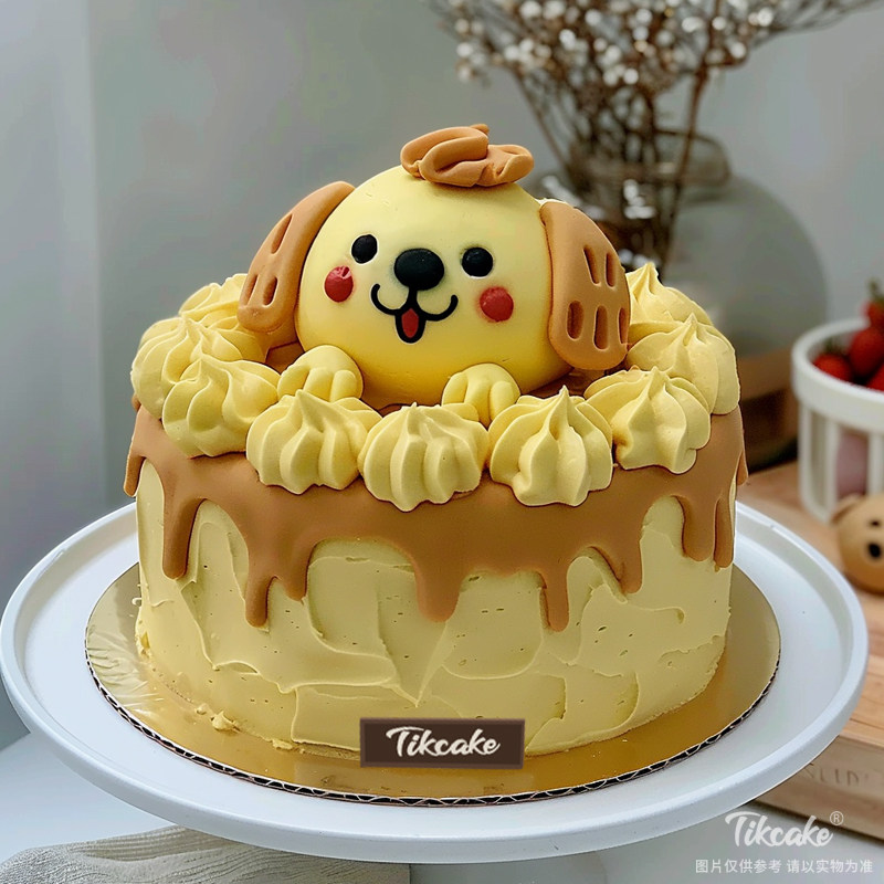 原创小狗主图翻糖鲜奶蛋糕
