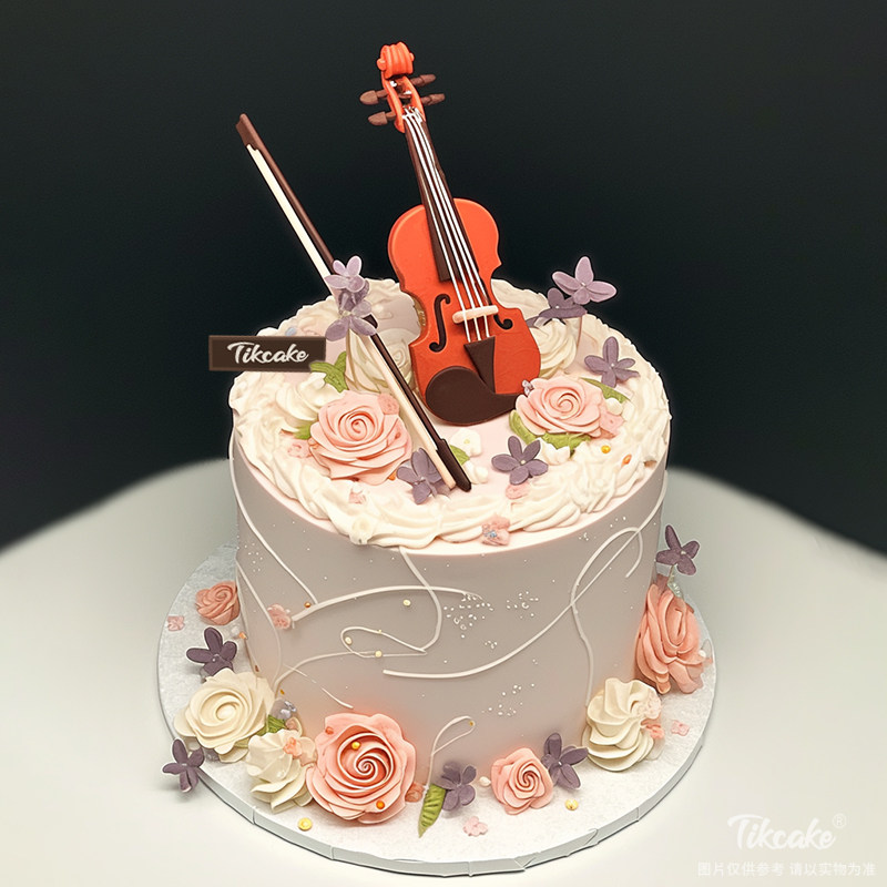 原创小提琴主题鲜奶蛋糕（城市款）